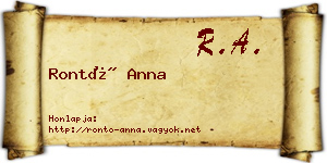 Rontó Anna névjegykártya